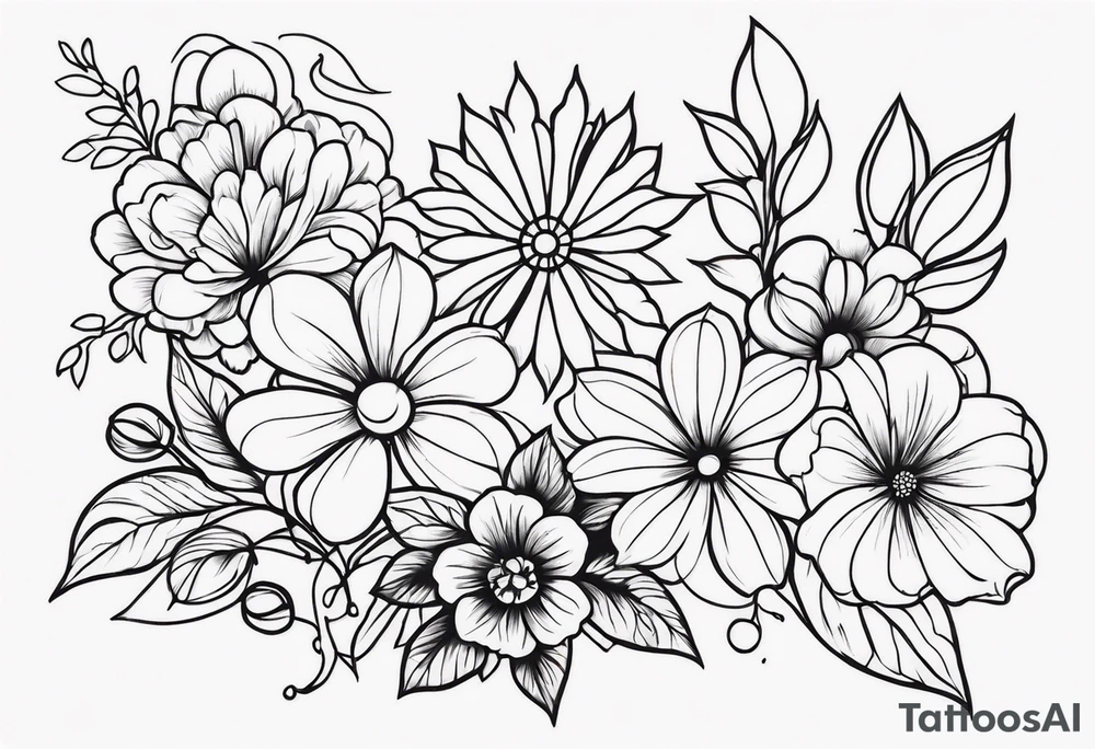ornaments of flowers tattoo idea