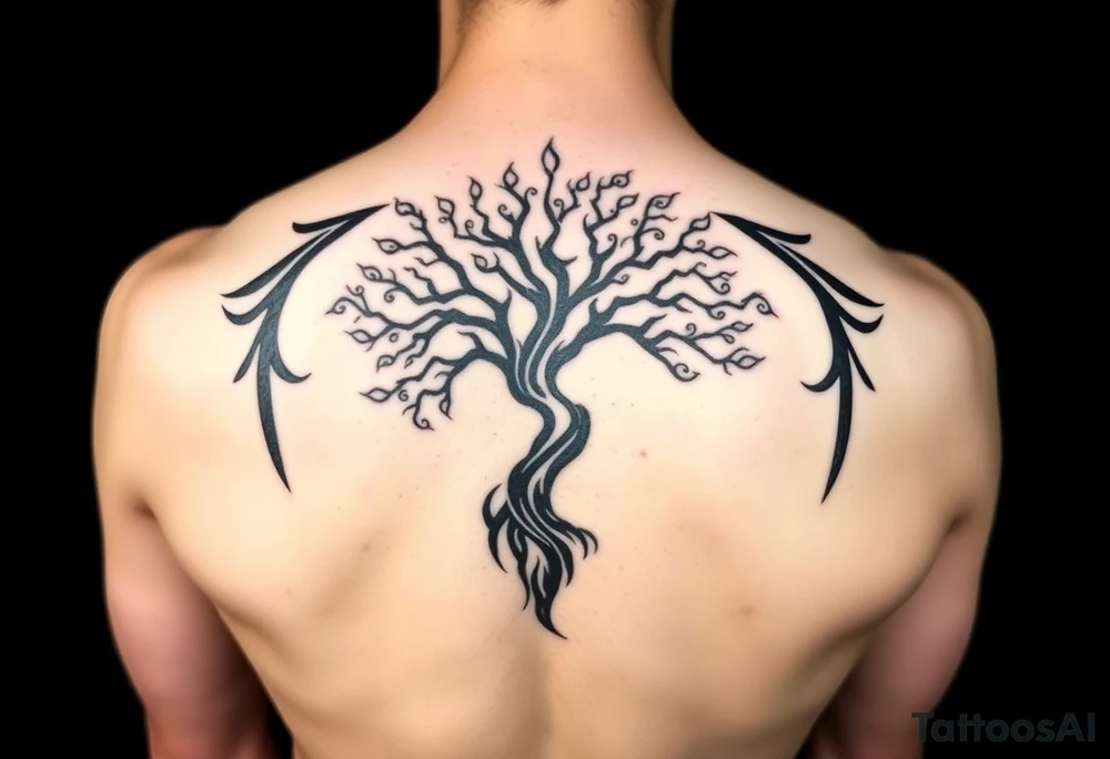 Tree moving in a spiral direction tattoo idea