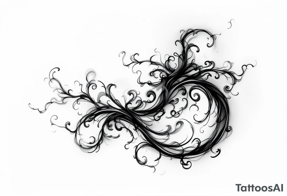 A black ink "S" formed from swirling smoke tendrils fading at the edges. tattoo idea