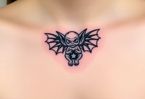 Tiny goblin with wings tattoo idea