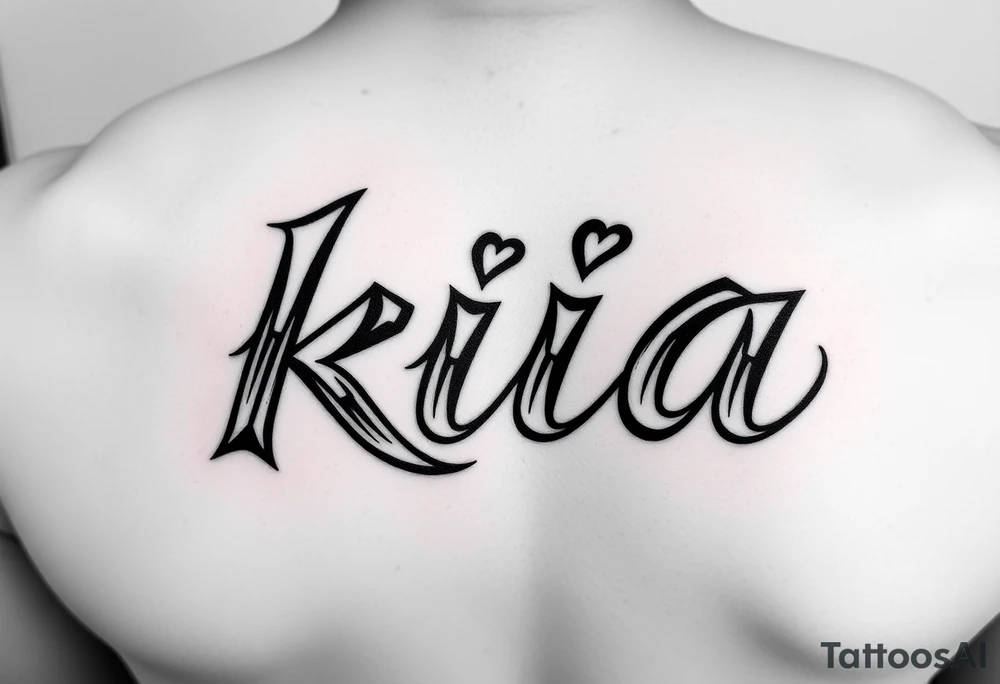 Chicano style font that says kia tattoo idea