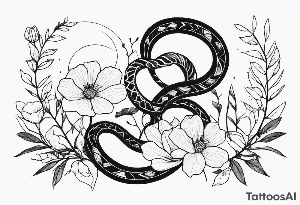 Snakes and wild flower tattoo idea