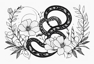 Snakes and wild flower tattoo idea