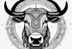 I want a Taurus head with the planets positions on May 20th, 1989. With an arrow splitting the head tattoo idea