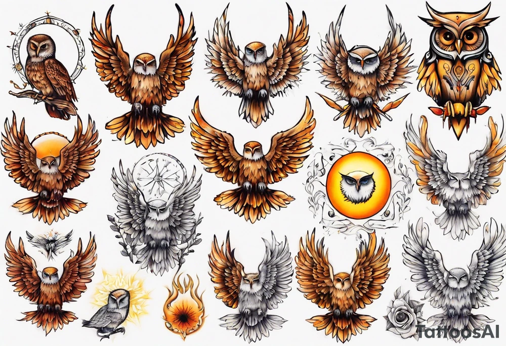 Sonne Eule tattoo idea