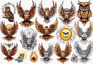 Sonne Eule tattoo idea