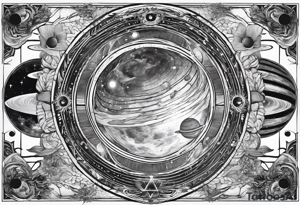 solar system spine tattoo idea