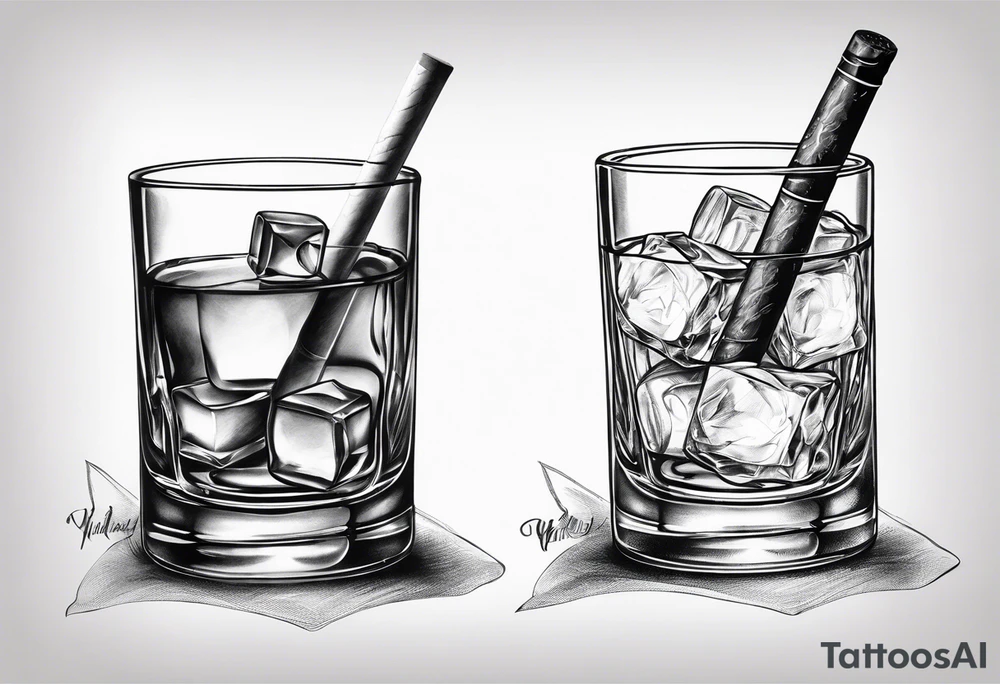 whiskey glass and a cigarette tattoo idea