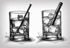 whiskey glass and a cigarette tattoo idea
