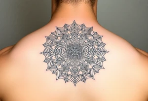 intricate mandala with sacred geometry and cosmic elements tattoo idea