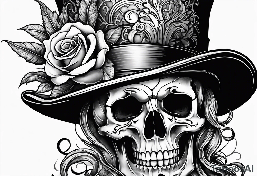 skeleton wearing a top hat holding a bible tattoo idea