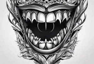 Bondage vampire teeth tattoo idea