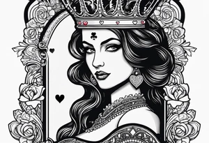 queen of hearts card  -on forearm - with text saying "queen starleen" tattoo idea