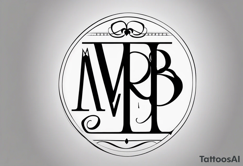 I'm looking for a minimalist logo-style tattoo that consists of the letters 'MRBG'. Keep it simple and not too fancy, just the clean and bold letters arranged in a stylish way. tattoo idea