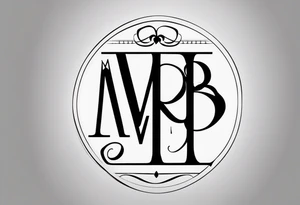 I'm looking for a minimalist logo-style tattoo that consists of the letters 'MRBG'. Keep it simple and not too fancy, just the clean and bold letters arranged in a stylish way. tattoo idea