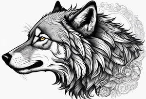 realistic style fenrir wolf in profile tattoo idea