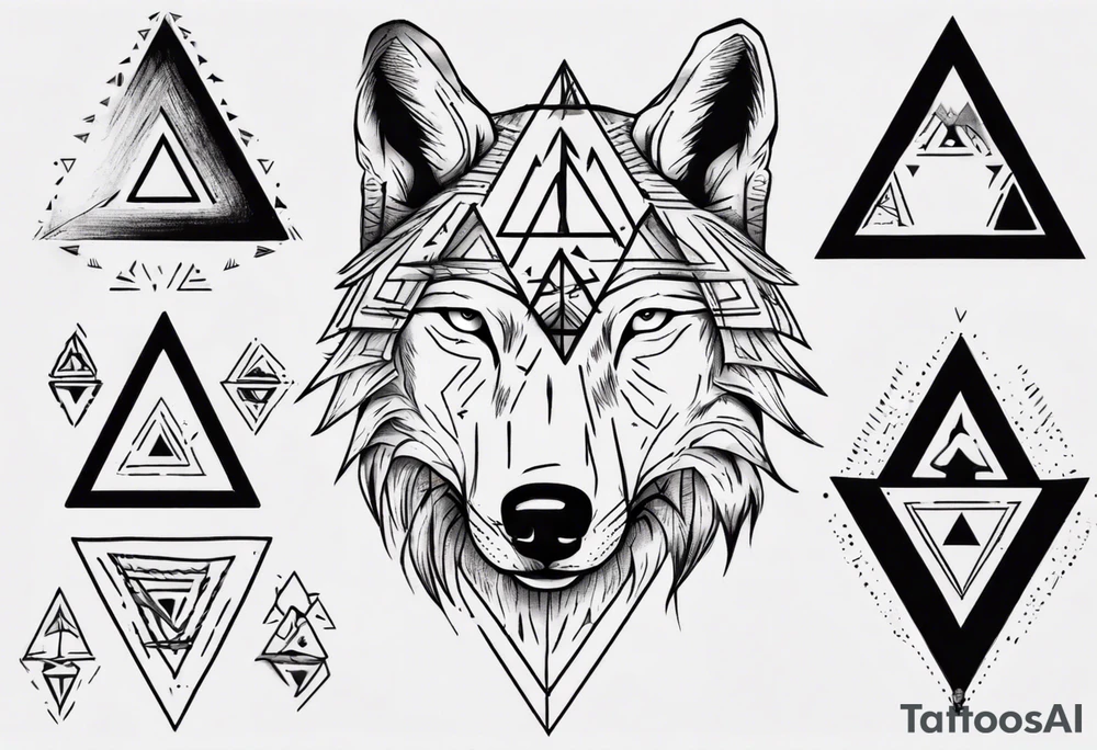 wolf head with triangle on forehead tattoo idea