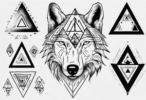 wolf head with triangle on forehead tattoo idea