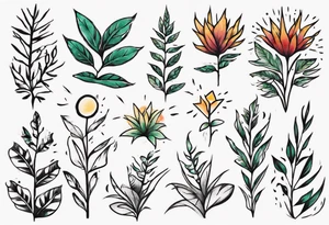 Word ‘power’ on top of plants tattoo idea
