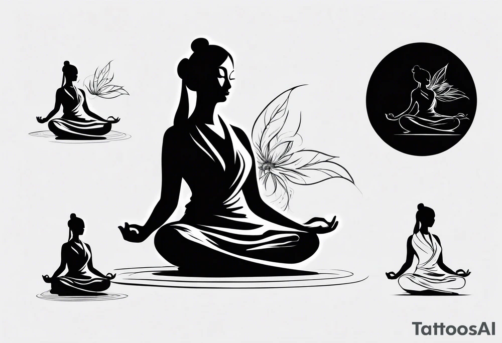 meditating pose, silhuette, wuxia tattoo idea