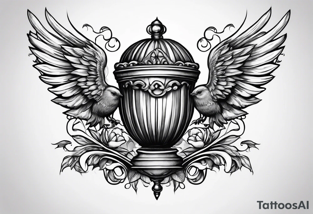 Acorn being carried by angel tattoo idea