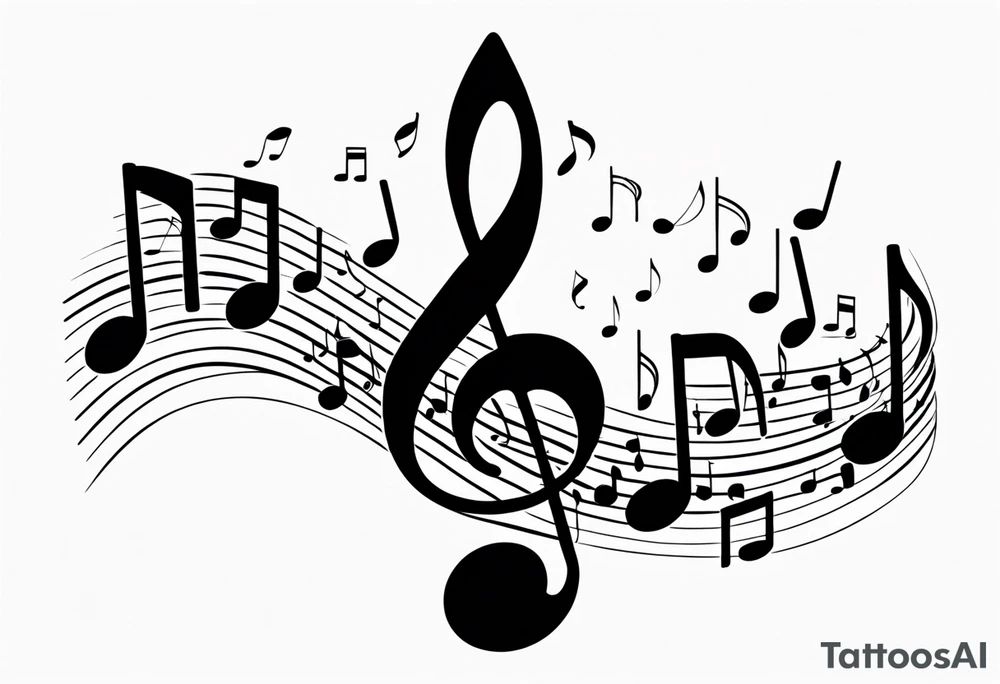 Musical notes floating tattoo idea