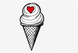 black and white ice cream cone with small red heart on it somewhere. tattoo idea