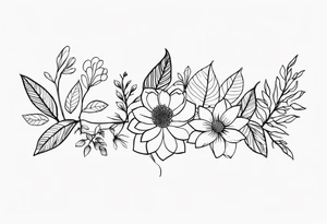 long line of flowers and leaves tattoo idea