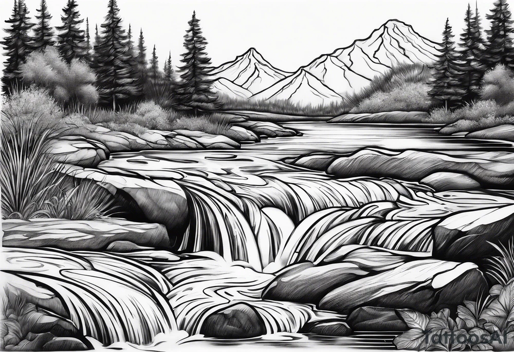 flowing water decorative tattoo idea