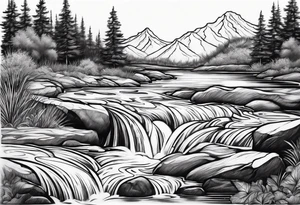 flowing water decorative tattoo idea