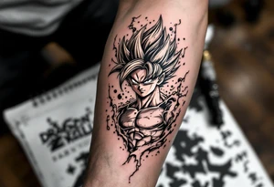 legendary dragonball z with energy aura and power effects tattoo idea