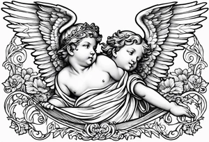 renaissance style cherub flying tattoo idea