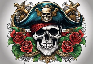 skull pirates with a sea serpent tattoo idea