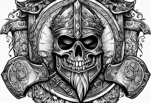 Valhalla sword shield axe armour tattoo idea
