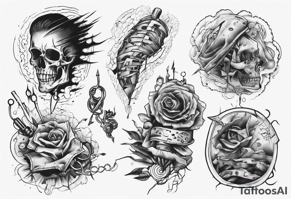 Wound getting stitched up tattoo idea