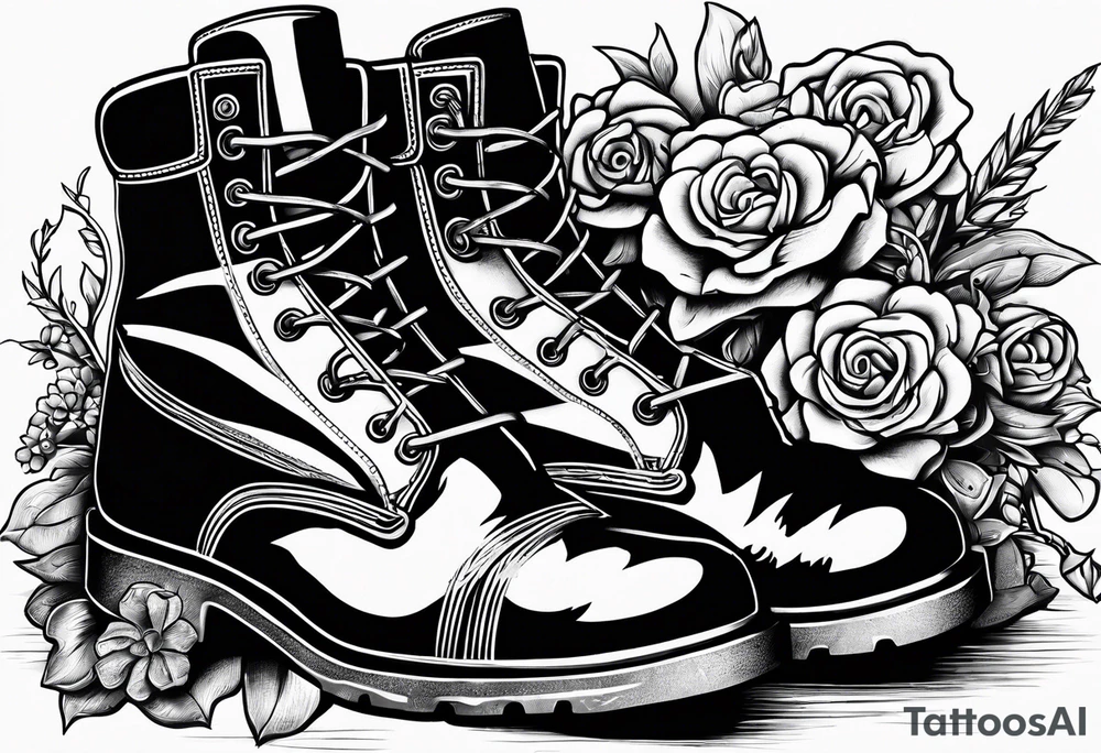 dads worn out work boots sitting with wrench, screwdriver & hammer and a beer around or near it and flowers growing out of the boots. tattoo idea