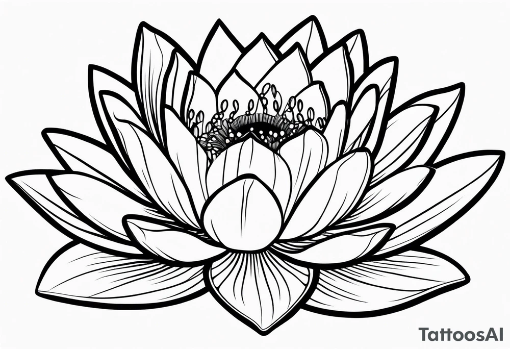 single line water lily tattoo, very simple, no shading, just outline tattoo idea