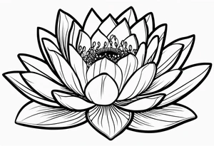 single line water lily tattoo, very simple, no shading, just outline tattoo idea