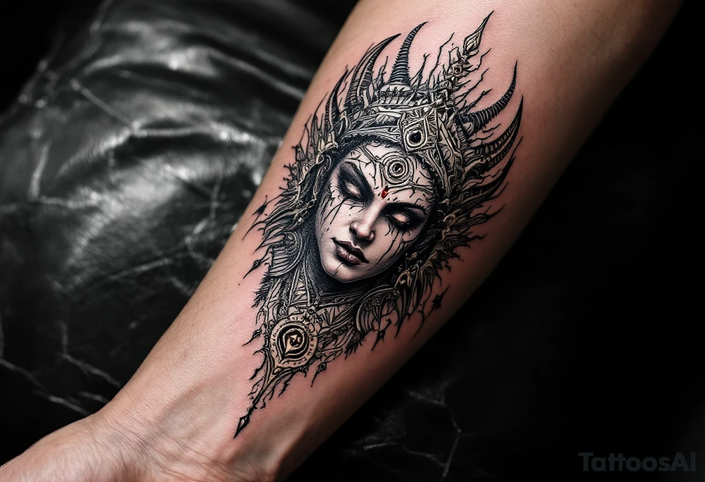 dmt deity with 3rd eye open tattoo idea