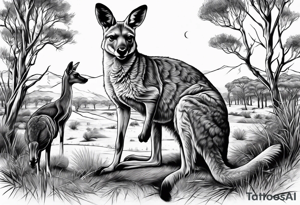 Outback, a kangaroo, a dingo and an emu. tattoo idea