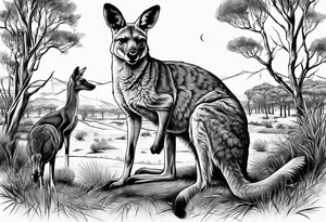 Outback, a kangaroo, a dingo and an emu. tattoo idea