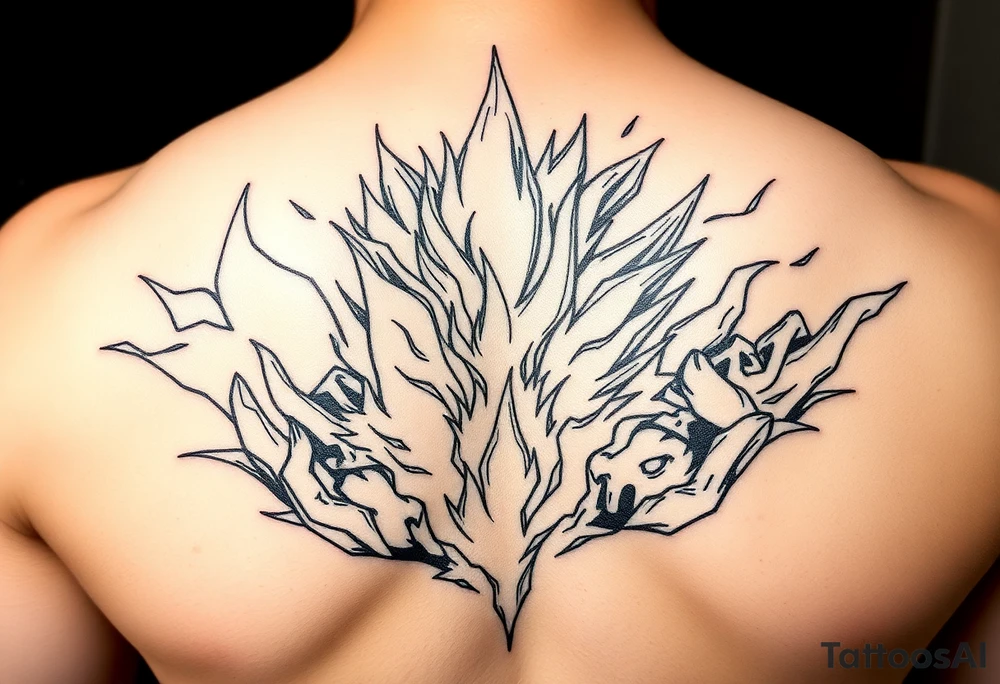 legendary dragonball z scene with energy aura and power effects tattoo idea