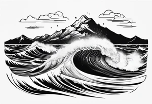 waves crashing on a mountain. 3 stars i the sky tattoo idea