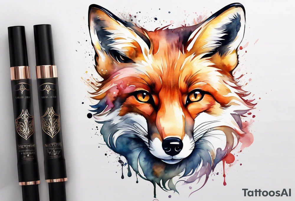 Watercolor fox tattoo idea