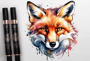 Watercolor fox tattoo idea