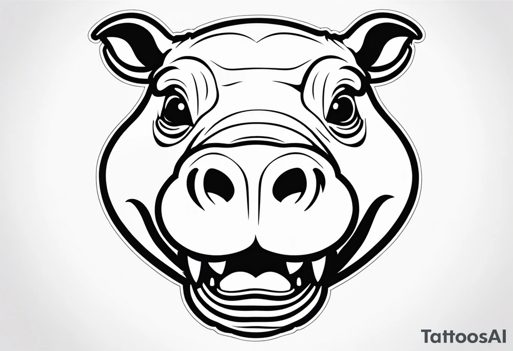 Hippopotamus face laughing tattoo idea