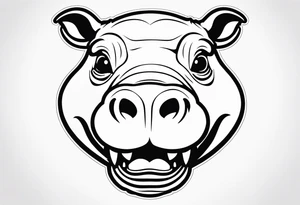 Hippopotamus face laughing tattoo idea