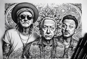 Rik and morty dressed walhala tattoo idea