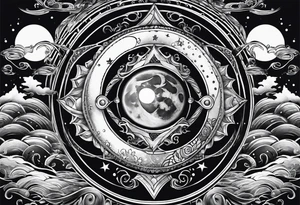 Pisces circling in a full moon tattoo idea