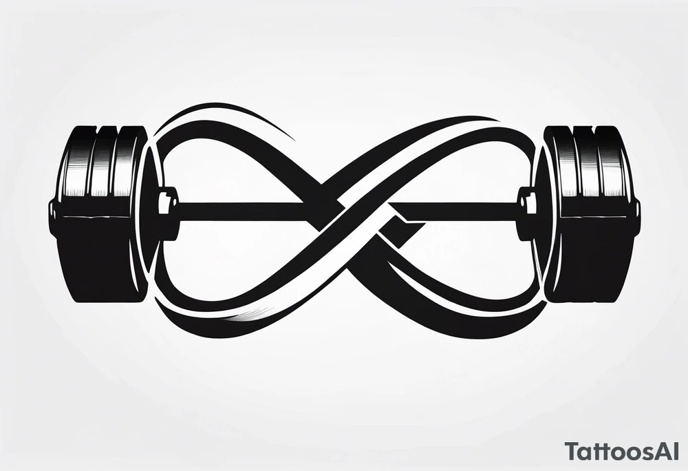 Infinity symbol with hex dumbbell tattoo idea